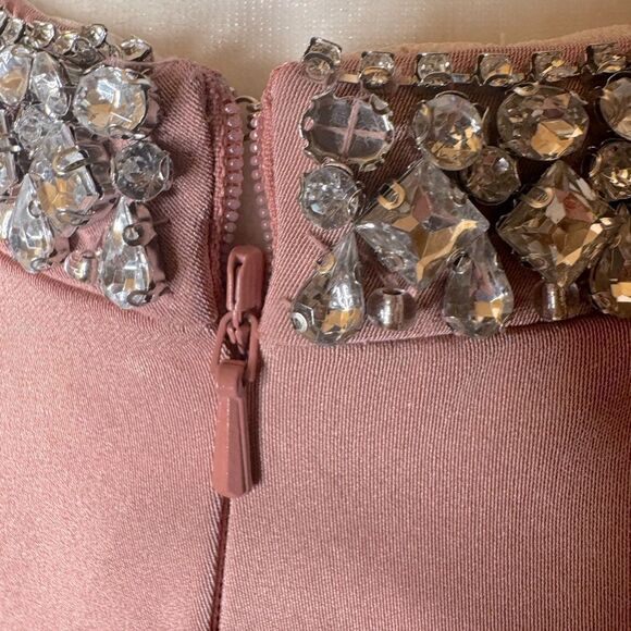 NWT IEENA for Mac Duggal Beaded Jeweled Crew Neck Sleeveless Sheath Gown… - Picture 11 of 15
